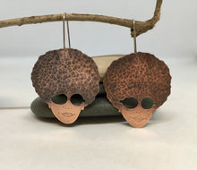 Load image into Gallery viewer, Disco Queen copper earrings, handcrafted using copper and sterling silver, unique design