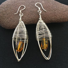 Load image into Gallery viewer, Sterling Silver wireweave-Amber