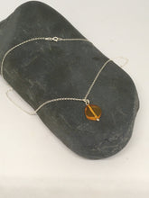 Load image into Gallery viewer, Amber Drop Necklace on a Sterling Silver Chain