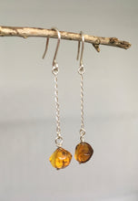 Load image into Gallery viewer, Amber-Sterling Silver Chain Drop Earrings