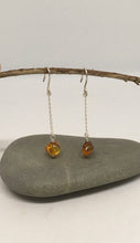 Load image into Gallery viewer, Amber-Sterling Silver Chain Drop Earrings