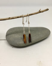 Load image into Gallery viewer, Amber-Sterling Silver Chain Drop Earrings