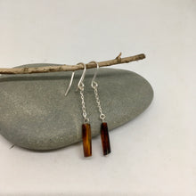 Load image into Gallery viewer, Amber-Sterling Silver Chain Drop Earrings