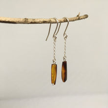 Load image into Gallery viewer, Amber-Sterling Silver Chain Drop Earrings
