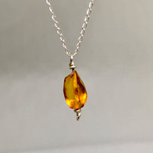 Load image into Gallery viewer, Amber Drop Necklace -Sterling Silver Chain