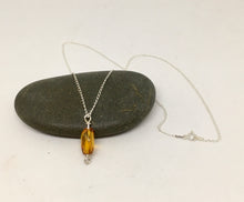 Load image into Gallery viewer, Amber Drop Necklace -Sterling Silver Chain