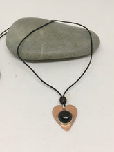 Load image into Gallery viewer, Amber/Copper Heart Pendant Necklace