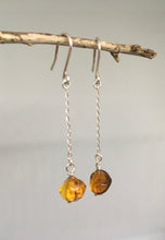 Load image into Gallery viewer, Amber-Sterling Silver Chain Drop Earrings
