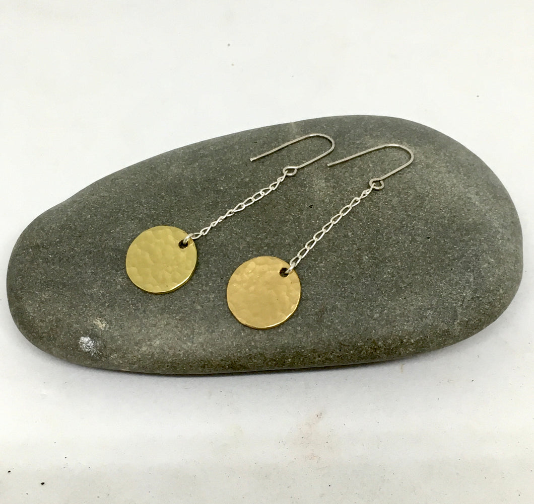 Brass and Sterling Silver Chain Earrings