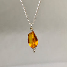 Load image into Gallery viewer, Amber Drop Necklace -Sterling Silver Chain
