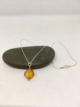 Load image into Gallery viewer, Amber Drop Necklace on a Sterling Silver Chain
