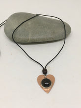 Load image into Gallery viewer, Amber/Copper Heart Pendant Necklace
